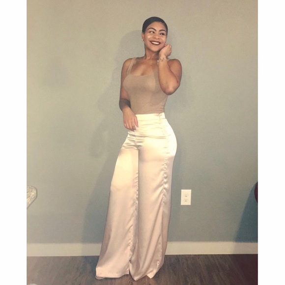 high waisted satin pants